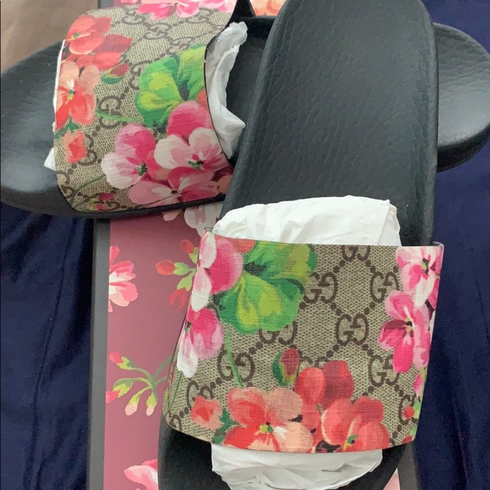 Gucci floral slides